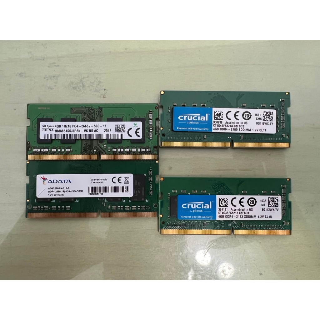 DDR4 4G 筆電 筆記型 記憶體RAM DDR4-2666、2400、2133(OEM升級拆下)海力士、威剛、美光