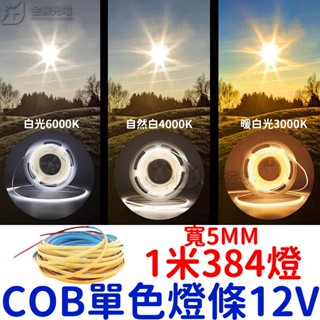 【中部現貨】寬0.5cm COB 5mm 燈條 12V 單色 50cm-5米 LED 氣氛燈 室內裝潢 電視牆 廣告燈箱