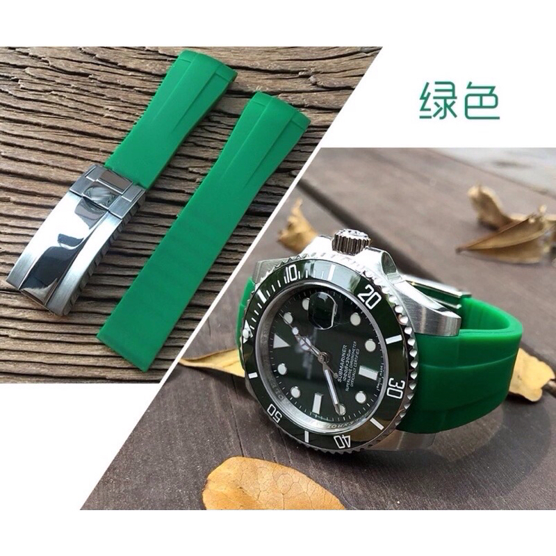 錶帶屋 20mm 圓弧頭PU膠錶帶膠帶含安全扣代用 勞力士 Rolex 黑水鬼綠水鬼 16610 LV daytona