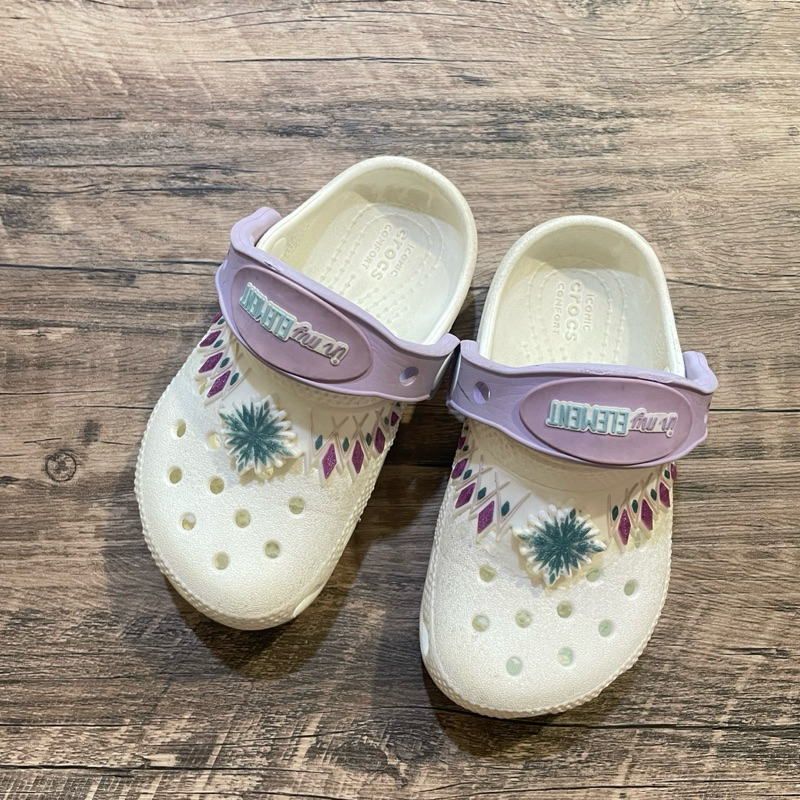 【七成新洞洞鞋】 crocs C7 2歲 3歲冰雪奇緣 Frozen Elsa