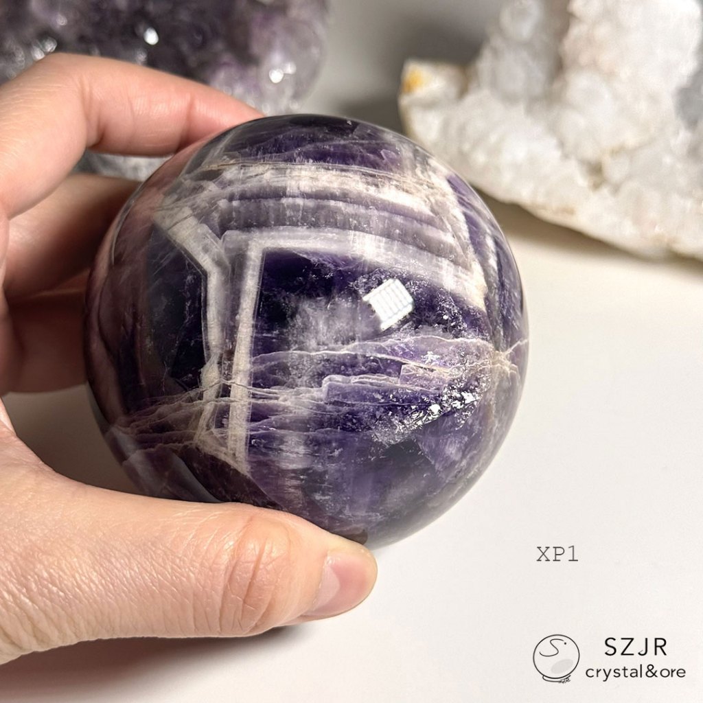 夢幻紫晶球 XP1 夢幻紫水晶 直徑7.6cm 千層紫水晶 虎牙紫水晶 水晶球 天然水晶 紫晶球 【石至晶日 SZJR】