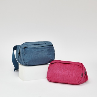 TRAVEL FOX 包包 皺皺防潑水布 輕量休閒腰斜背包- 水藍/桃紅