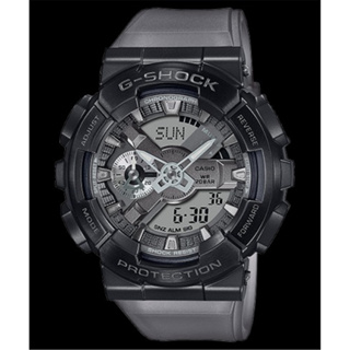 CASIO 卡西歐 G-SHOCK 午夜迷霧 金屬潮流 數位雙顯 運動腕錶-透灰X黑(GM-110MF-1A)[秀時堂]