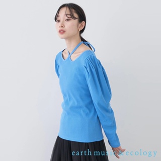 earth music&ecology 繞頸綁帶設計蓬袖上衣(1M31L1B0200)