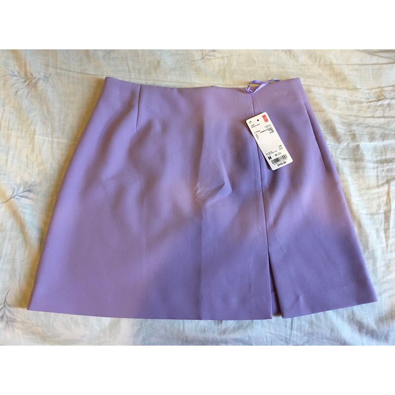 uniqlo淺紫色開岔短裙（全新）