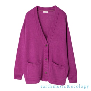 earth music&ecology 寬鬆V領落肩口袋針織罩衫(1L23L2D0400)