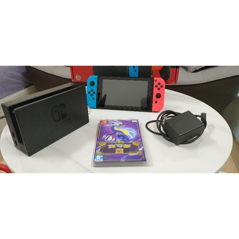 任天堂二手switch主機紅藍電加版+遊戲片寶可夢 紫