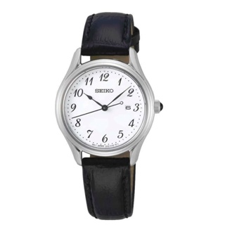【時間工廠】SEIKO SEIKO精工 SUR639P1 數字白面 藍寶石鏡面 黑色壓紋真皮 女錶