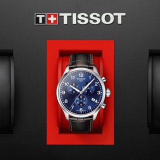 9.99成新 TISSOT 天梭 韻馳系列 Chrono XL三眼計時手錶-藍x咖啡/45mm 石英錶