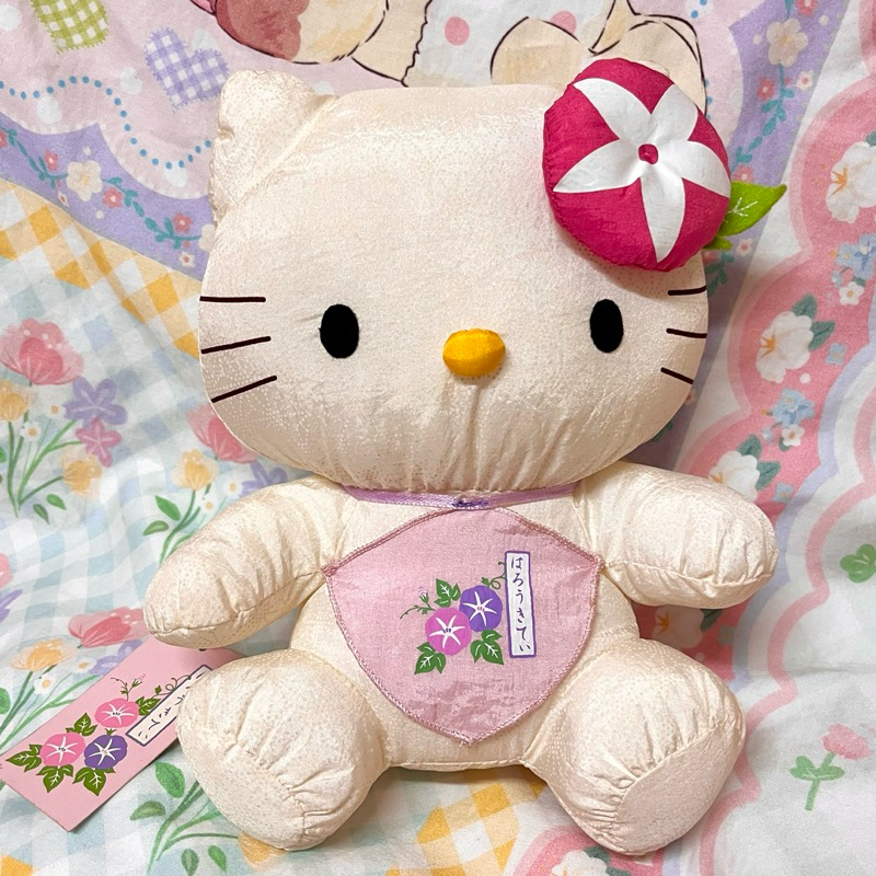 三麗鷗 Hello Kitty 早期 絕版 牽牛花肚兜造型 涼布娃娃 玩偶 布偶
