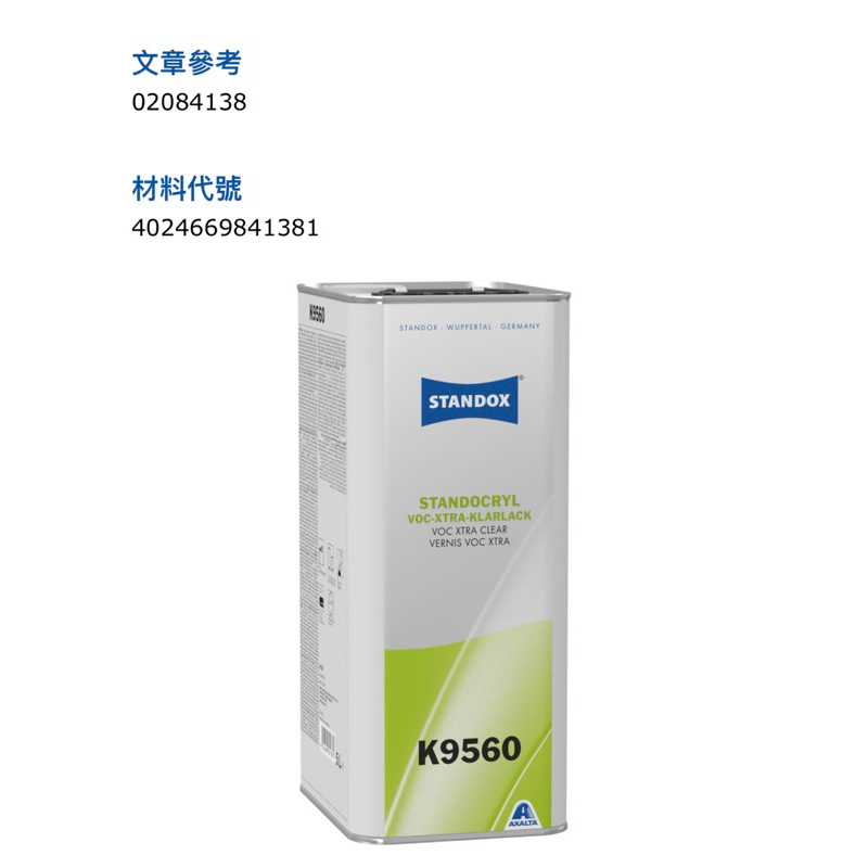 原廠御用 STANDOX施得樂VOC HS頂級金油 Standocryl VOC Xtra Clear K9560