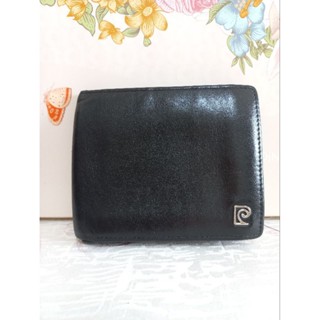 pierre cardin 皮爾卡登 羊皮對開式短夾 皮夾 黑色