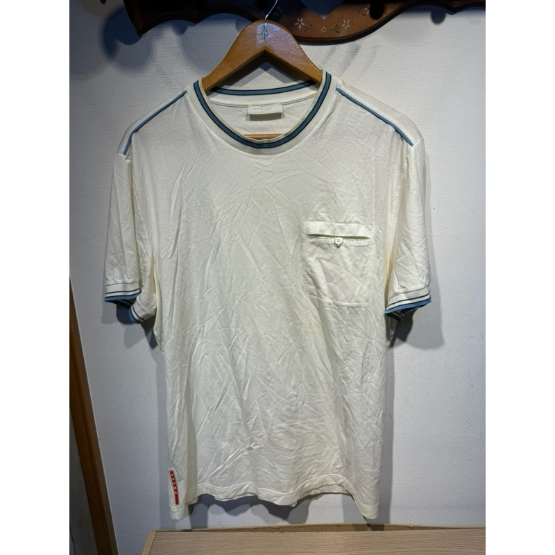 prada 白色 單口袋 短袖 T恤 男 XL碼