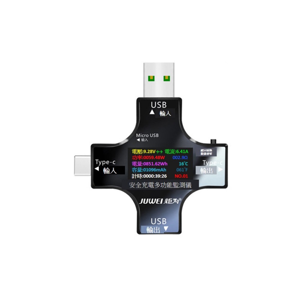 台灣現貨  炬為電壓電流檢測儀 3.0 彩色版 電壓 電流 檢測儀 測試器 Type-C USB QC 測試