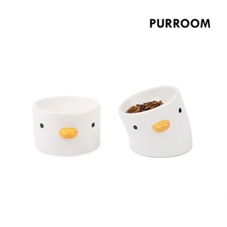 PURROOM 小雞陶瓷食盆 兩款 斜口 寵物碗 餐碗 貓用 也可裝水 趣味造型