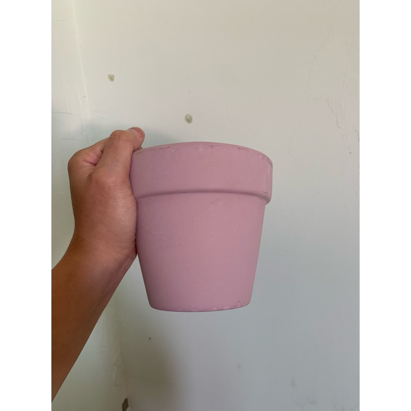 二手4吋陶盆/粉色盆器/莫蘭迪色/霧面/簡約花盆/植物盆器/有排水洞