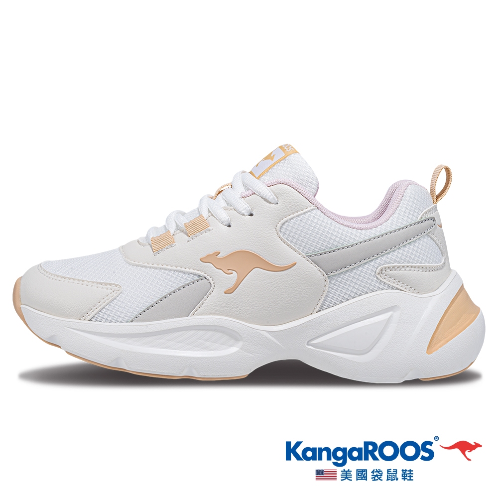 【KangaROOS 美國袋鼠鞋】女鞋 SIENA 潮流運動 幾何系奶霜鞋 老爹鞋 (米-KW41231)