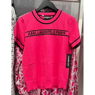 全新Karl卡爾超美Dior風桃紅色針織上衣xs