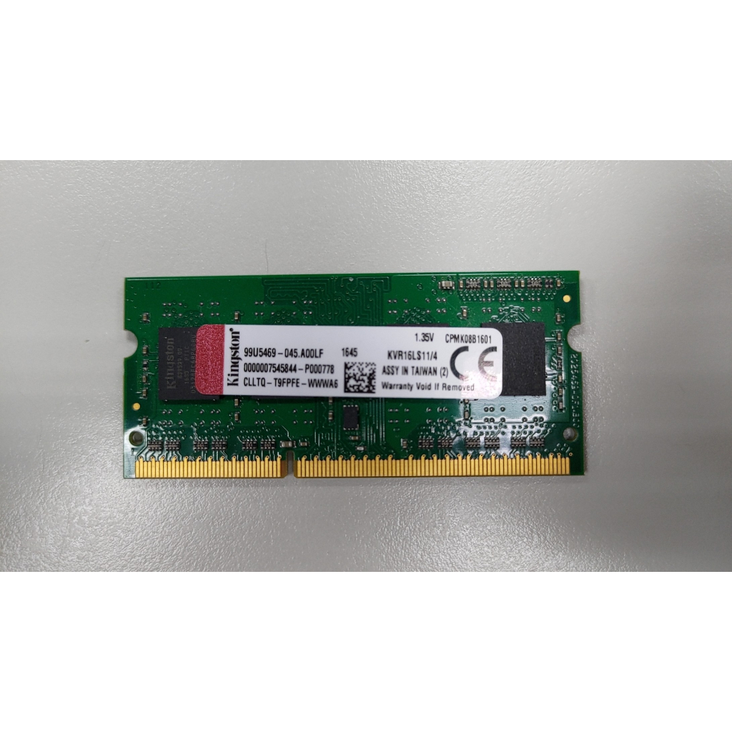 KVR16LS11/4 金士頓 DDR3 1600 4GB 4G 1.35V 低電壓筆記型 記憶體