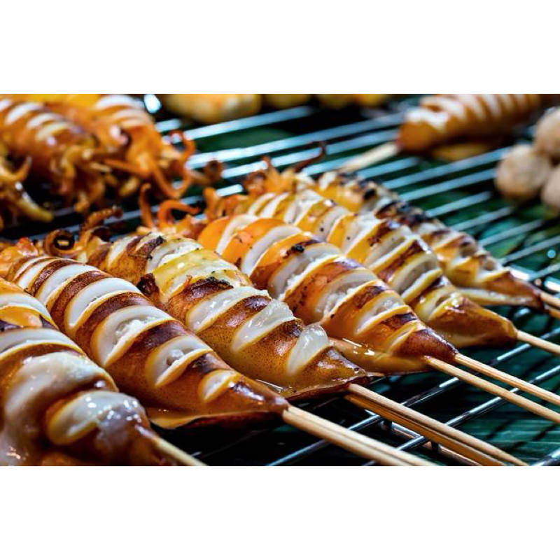 【鮮最省】阿根廷魷魚串 170-200g海鮮 烤魷魚 完整處理 批發 零售 夜市 市集 燒烤
