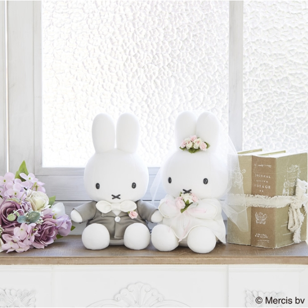 現貨｜日本正版 Miffy 米菲 米飛兔 西式婚紗造型 西裝 白紗 結婚娃娃 禮盒 玩偶 布偶 (洋裝)