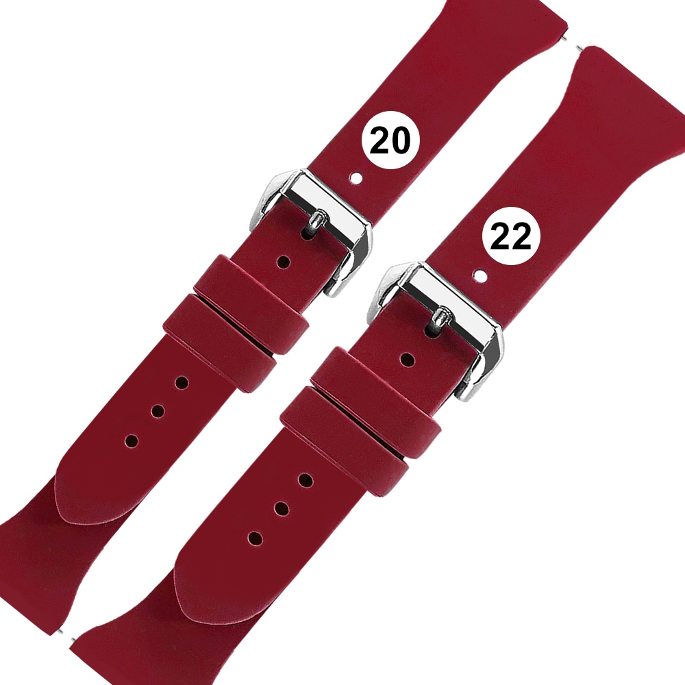 Watchband / 20.22mm / 各品牌通用 經典色系 快拆型 矽膠錶帶 深紅色 ＃858-125T-DRD
