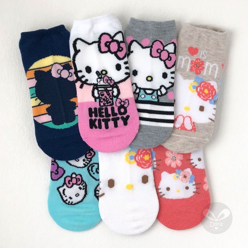 ✨現貨✨三麗鷗Sanrio 凱蒂貓Hello Kitty 船型襪 3卡一組 短襪 棉襪 襪子