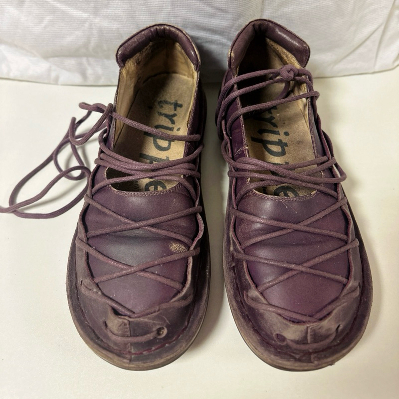 Trippen Helena 蟑螂鞋 綁帶 紫色