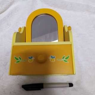 迪士尼 小熊維尼 木製 鏡子 音樂盒 收納盒