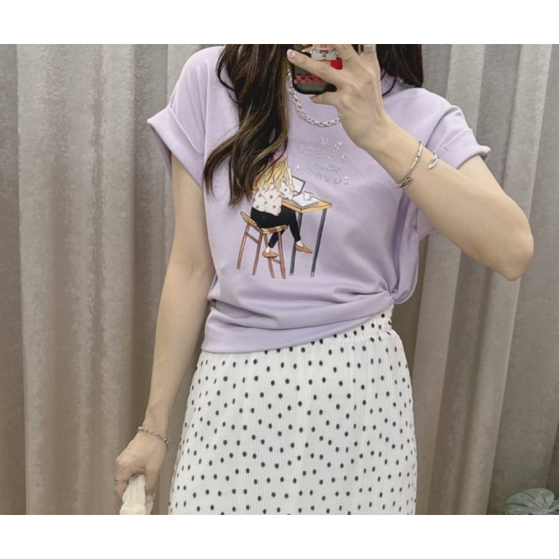 EGG+系列來囉~粉色畫家帽女孩棉tee(3565)