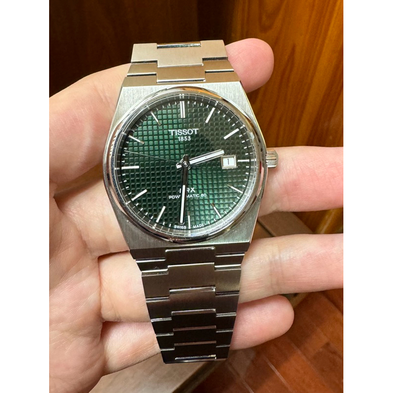 自售二手 Tissot PRX POWERMATIC 80 綠面 機械錶 完整盒裝 有保卡