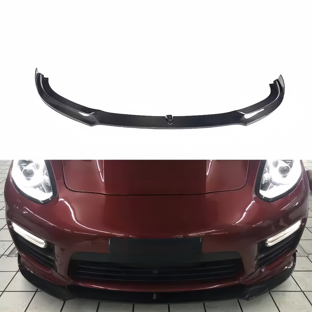 適用於Porsche Panamera 970 乾式碳纖維-乾碳前下巴 升級乾碳前擾流板前下巴葉子板乾碳前唇包圍套件