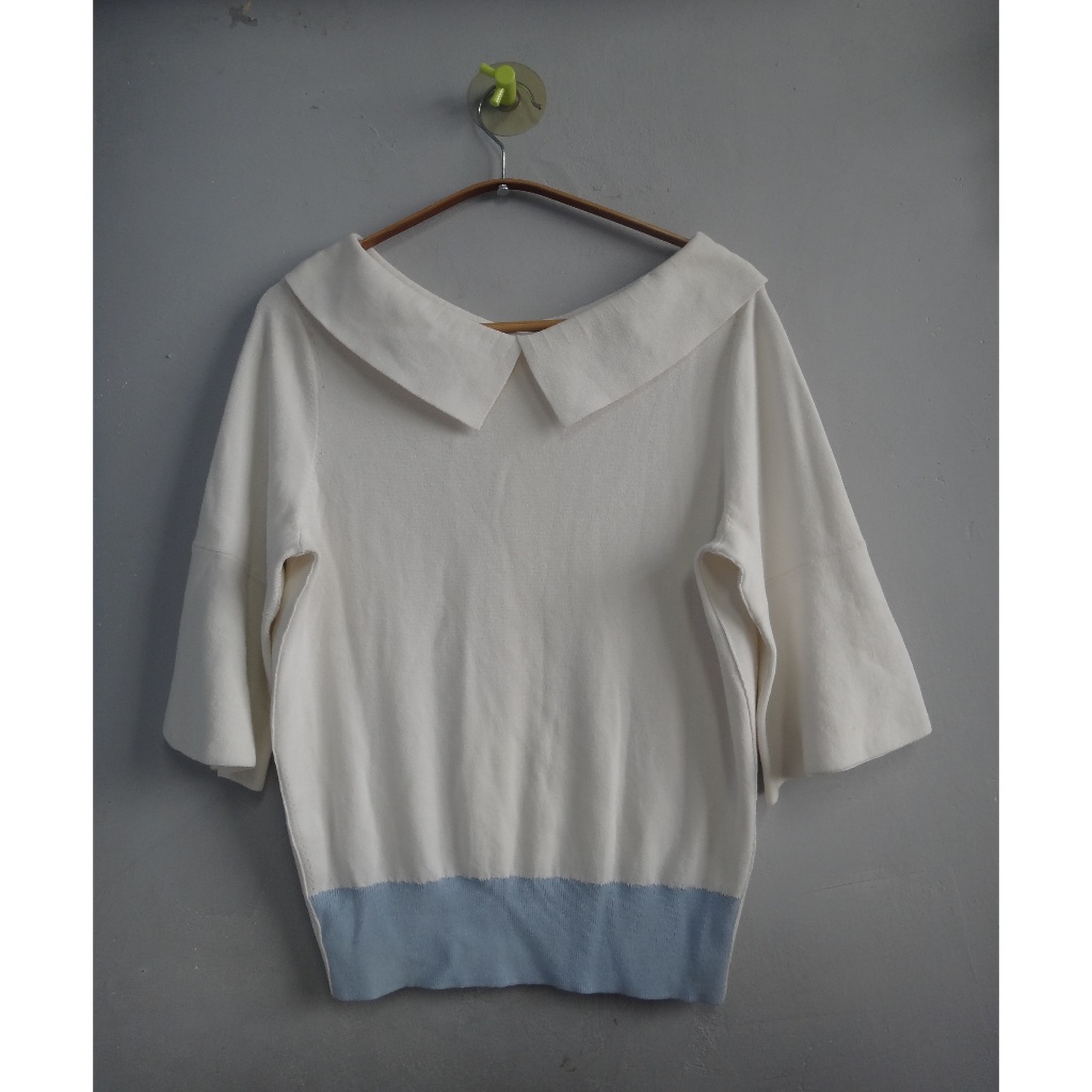 正品 高美芬 KAO MEIFEN 白色 七分寬袖針織衫 size: 9