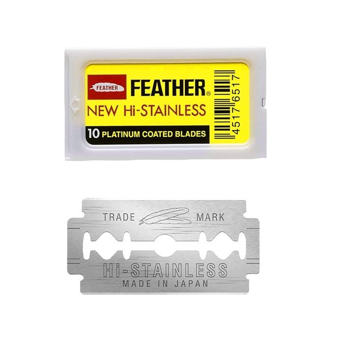 日本 羽毛牌 Feather 高防銹 高級不鏽鋼刮鬍刀片 雙面刀片 一盒10片裝
