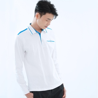 【遊遍天下】男款抗UV防曬涼感吸濕排汗機能長袖POLO衫 GL1039 白色 (M-5L大尺碼)