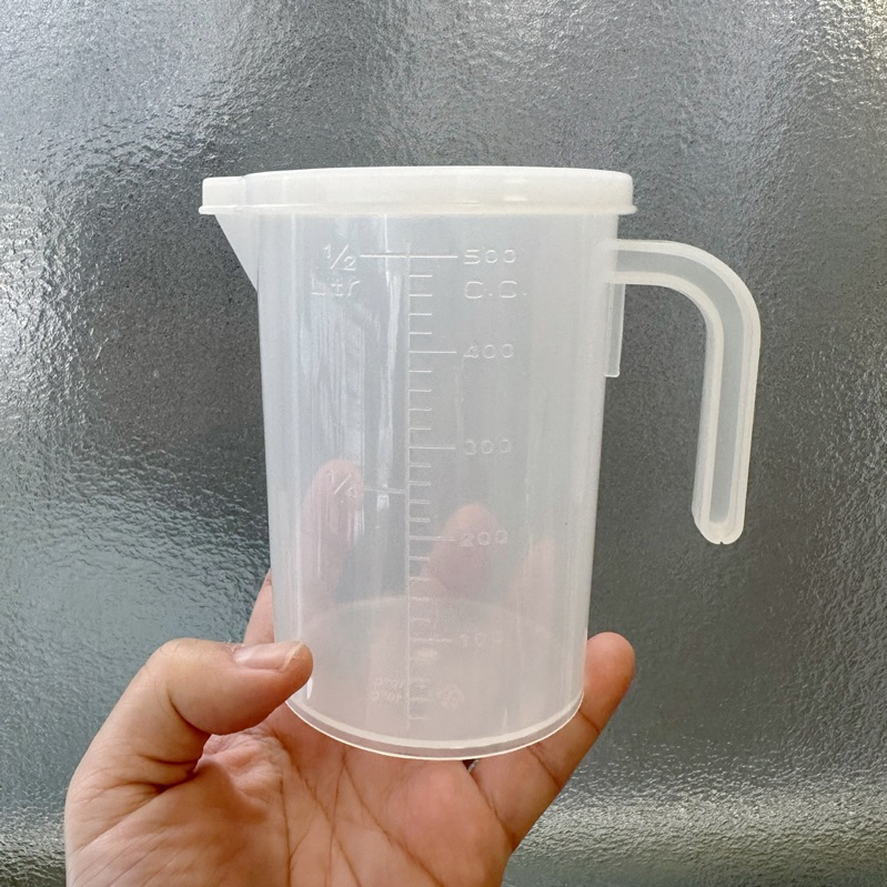 二手 500ml 塑膠量杯 附蓋 耐熱塑膠量杯 刻度量杯 料理用量杯 台灣製 量杯 加厚 調飲 料理