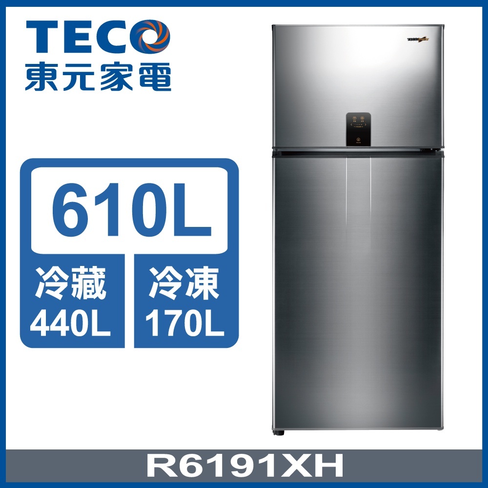 東元TECO【R6191XH】變頻 610L 變頻雙門冰箱.一級省電.急速冷凍