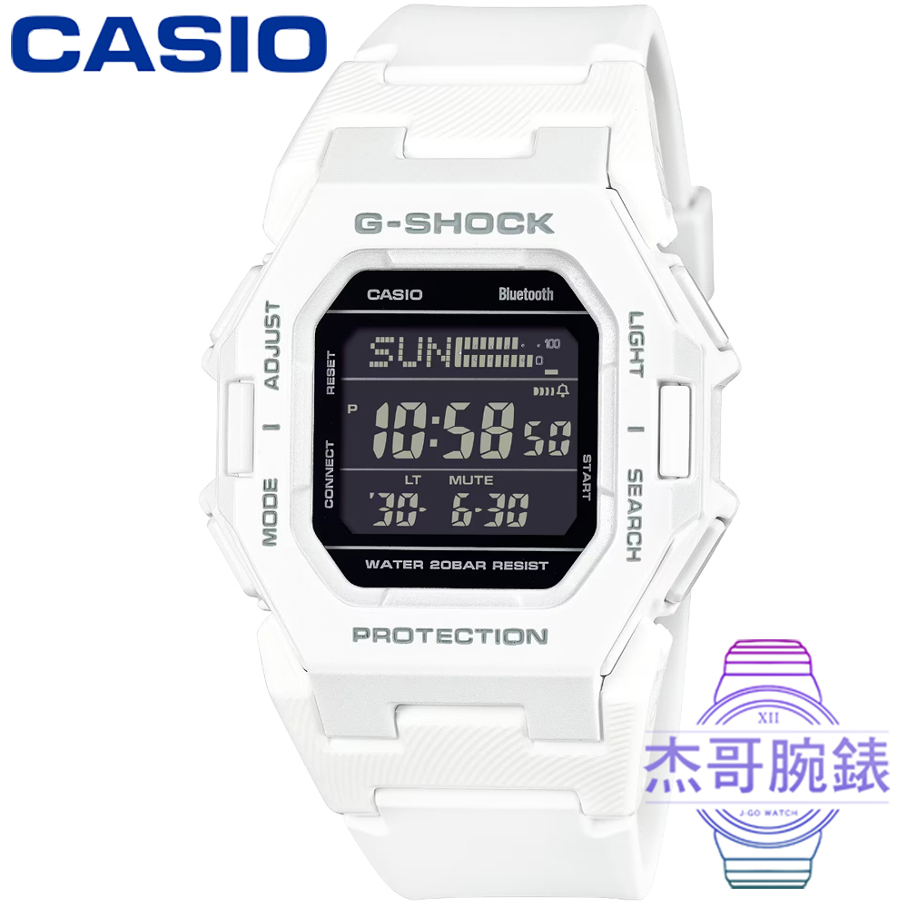 【杰哥腕錶】CASIO卡西歐G-SHOCK藍芽運動電子錶-白 / GD-B500-7 (台灣公司貨)