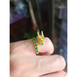 逸品軒~天然翡翠A貨-J0275-瓜料龍戒指 長21.5mm寬12.1mm厚10.3mm