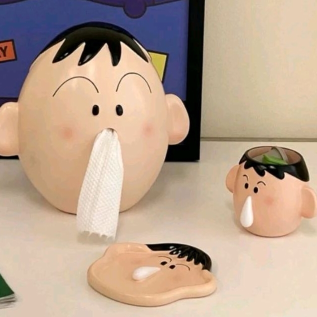 ART參拾貳🎉台灣出貨🎉熱賣 蠟筆小新阿呆抽紙巾盒 阿呆筆筒 阿呆托盤 桌上擺飾品 生日禮物 聖誕禮物交換禮物