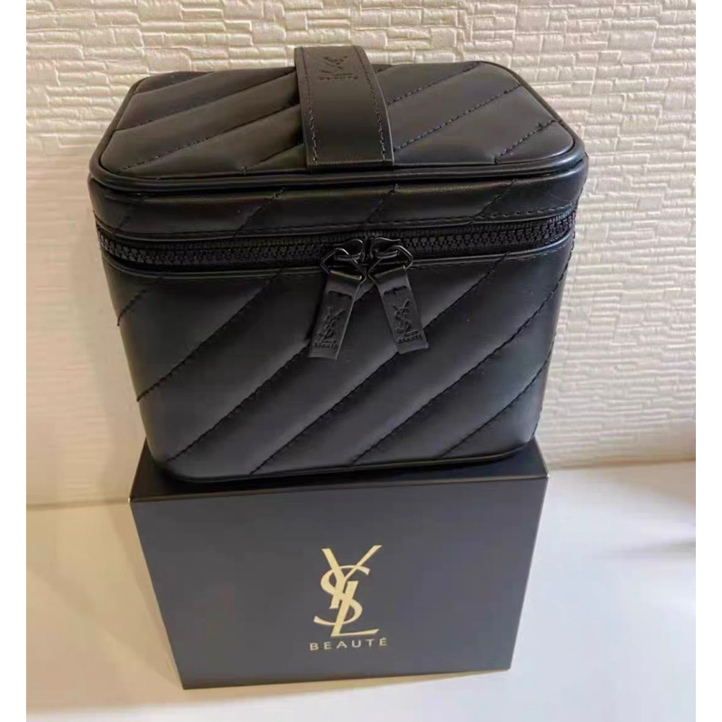 Ysl 聖羅蘭 黑色條紋化妝箱 化妝包 置物箱 收納包 收納箱