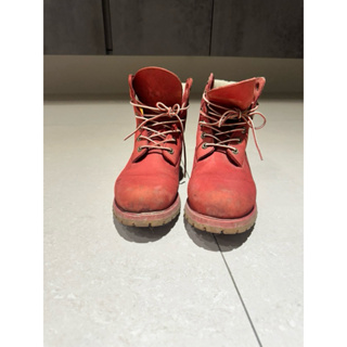 Timberland 女款 紅色真皮面絨 防水防潑水 經典靴