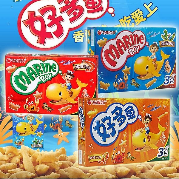 韓國 好麗友 好多魚餅乾 小魚 烤蝦 海苔 烤雞 零食 餅乾 團購 海洋動物造型 家庭號 【小三美日】D919603x