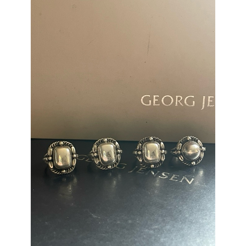 Georg Jensen喬治傑生GJ#1C #1D 丹麥製 絕版 少見 銀石戒指