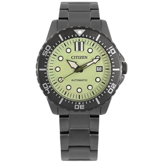 CITIZEN / 夜光型者 機械錶 自動上鍊 日期 不鏽鋼手錶 螢光綠x鍍灰 / NJ0177-84X / 43mm