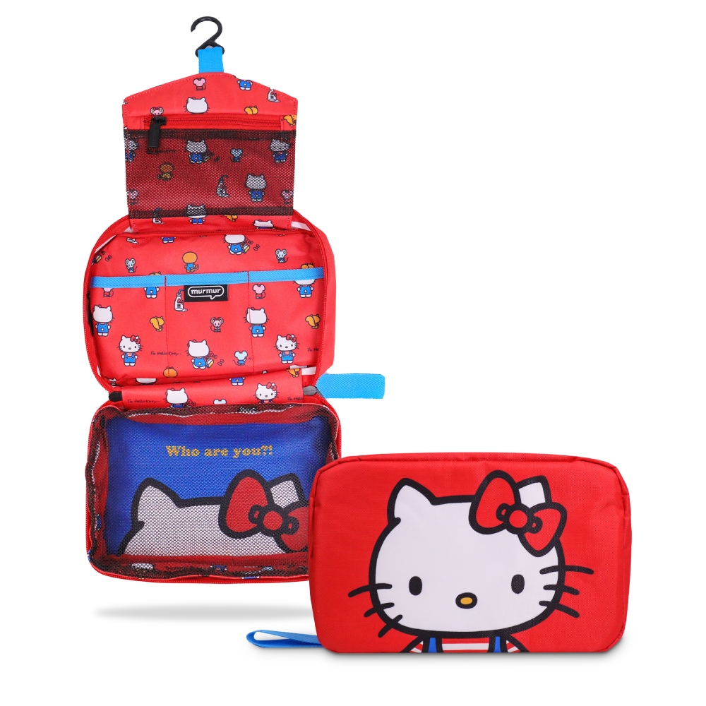 【murmur官方】三折盥洗包｜hello kitty（經典紅） ｜旅行收納包