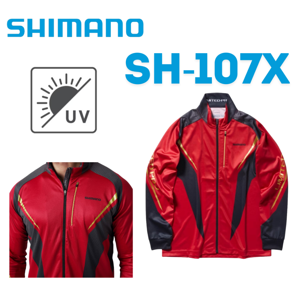 🔥【台南平昇釣具】🔥 SHIMANO 24年新款 SH-107X LIMITED PRO 吸水速乾長袖釣魚衫 熱血紅M