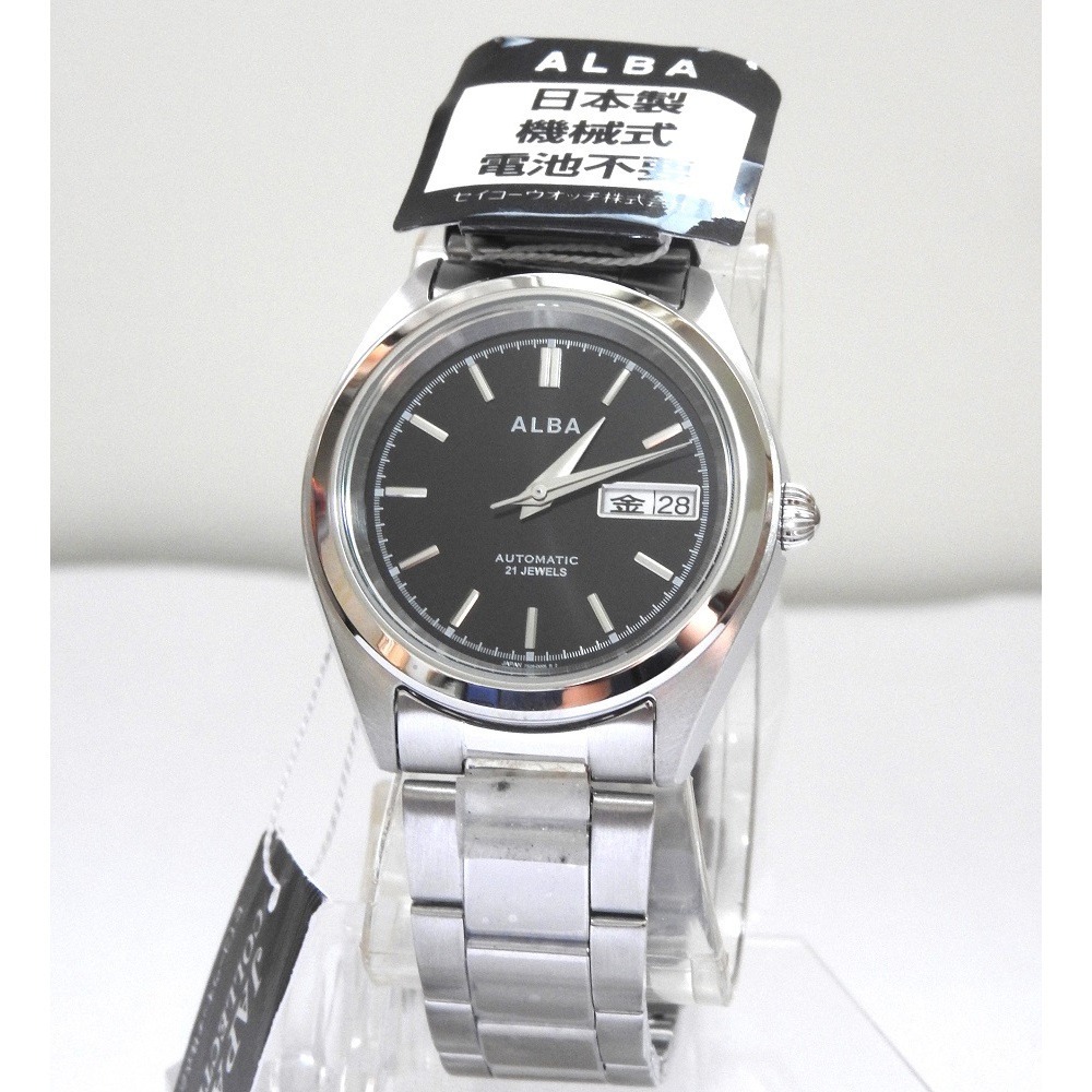 【日本製】🔵SEIKO精工 ALBA  AUTO MATIC🔵自動上鍊 機械錶 手錶 男錶 黑色 透背 背透 日期 星期