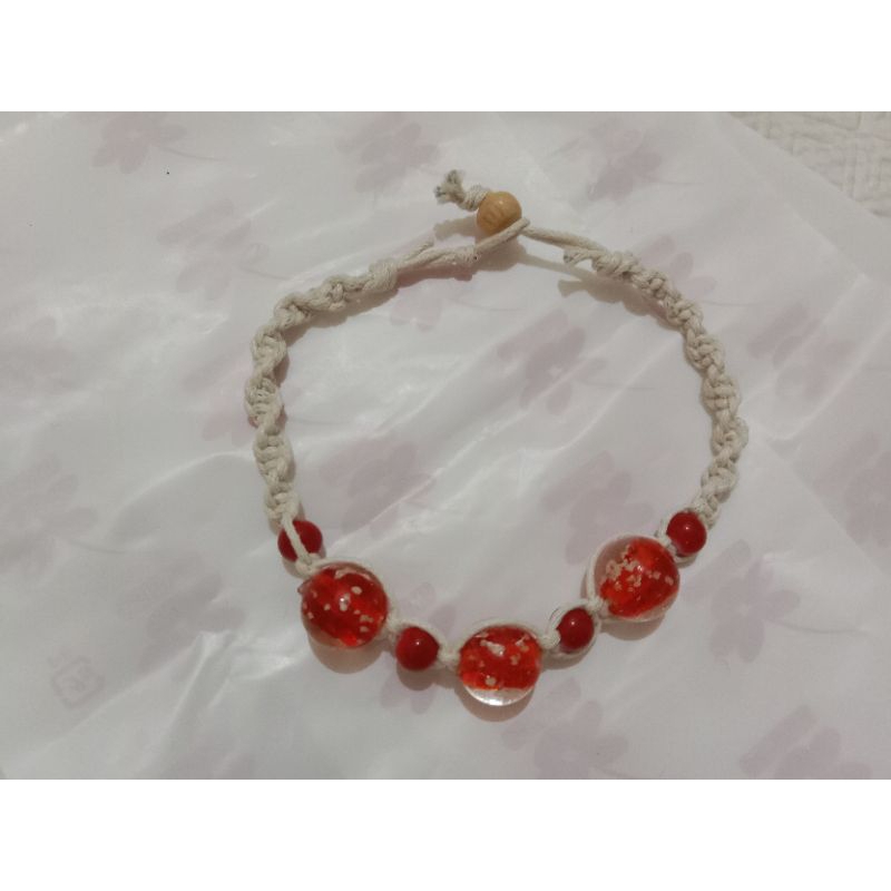 全新 沖繩 日本帶回 日本製 紅色 琉璃珠 手環 蓄光石 手鍊 飾品 送禮 禮物 浪漫 手鏈