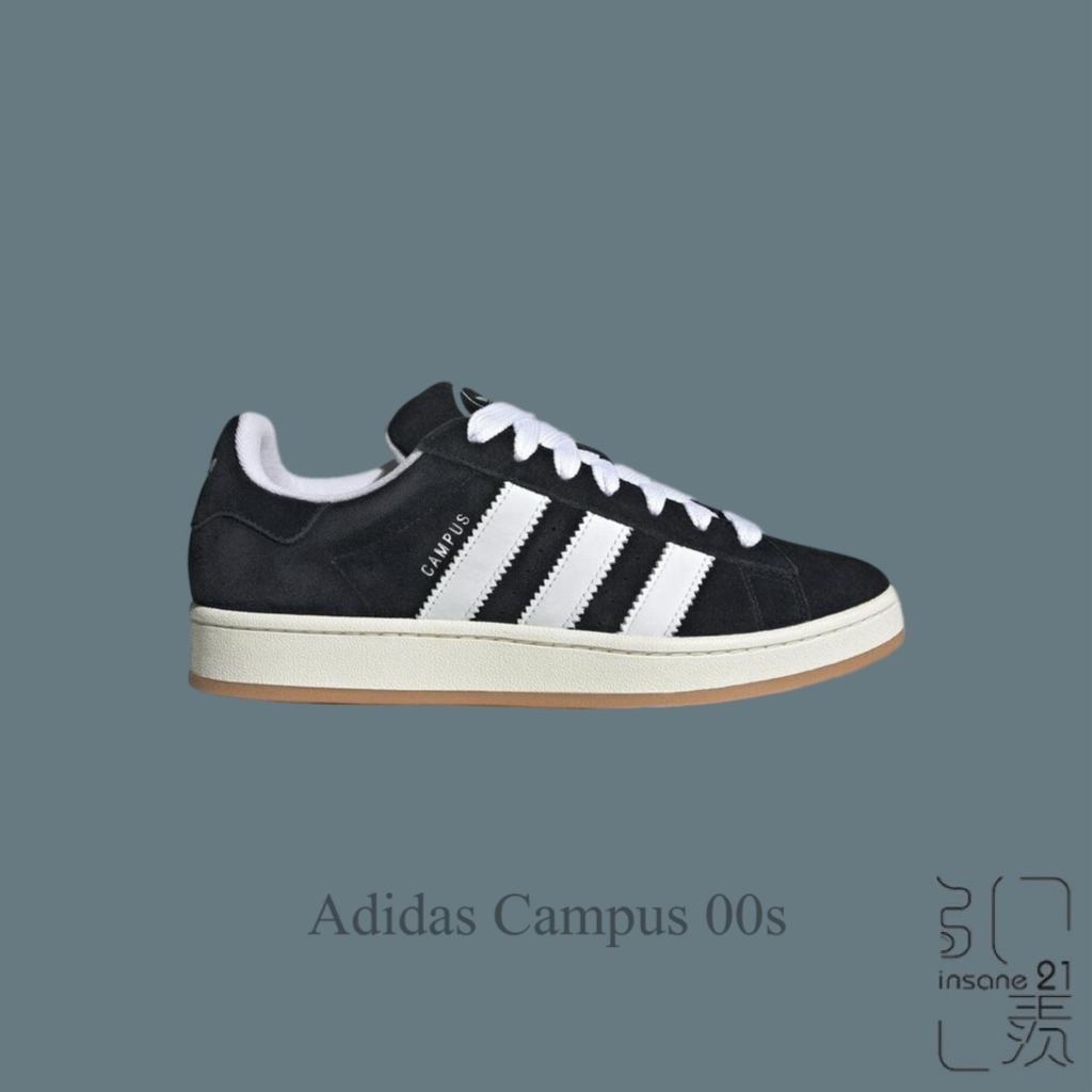 ADIDAS CAMPUS 00S 黑白 麂皮 麵包鞋 復古 大鞋舌 休閒 HQ8708【Insane-21】